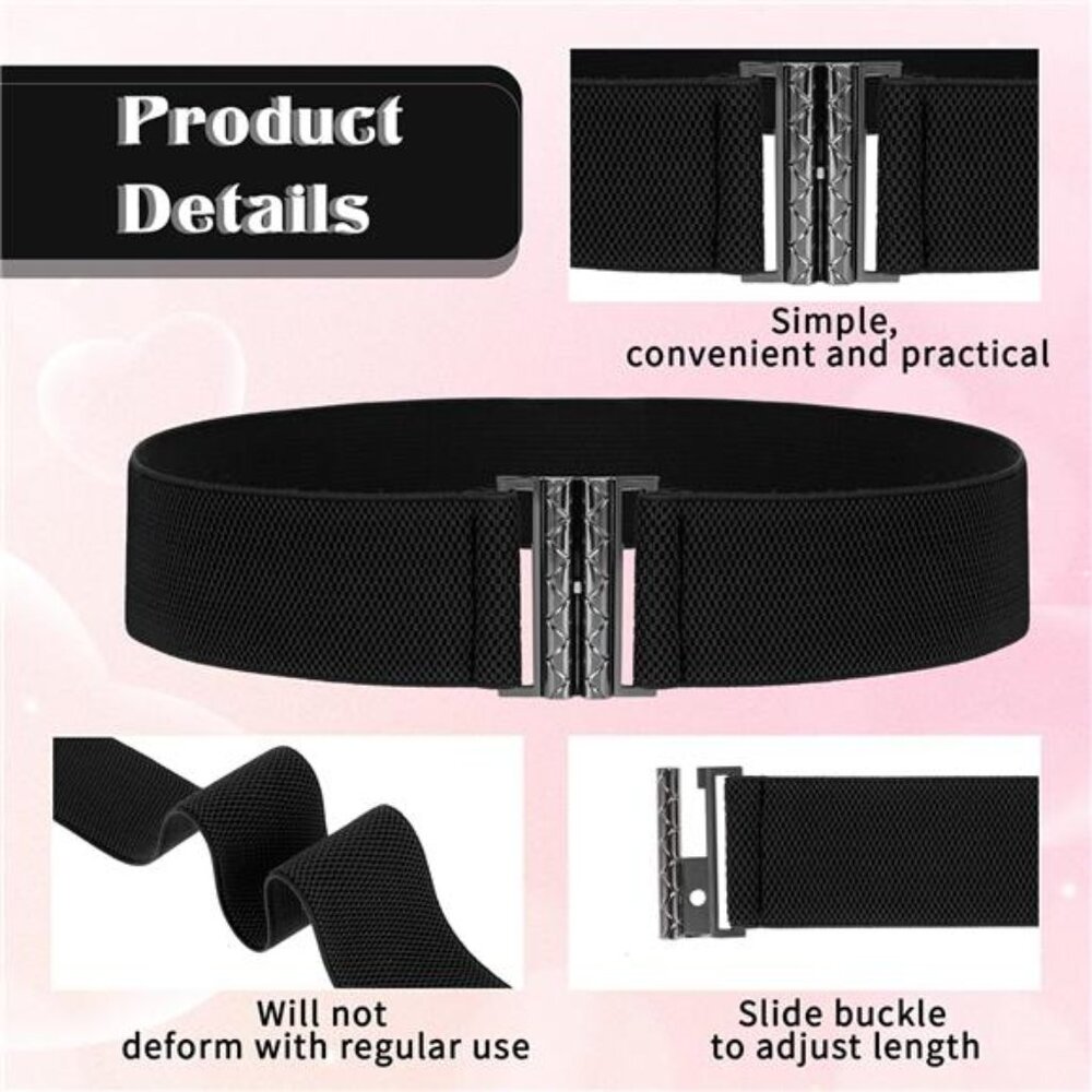 Wide Stretchy Belts for Women, Vintage Elastic Waist Belts Adjustable - Picture 5 of 8